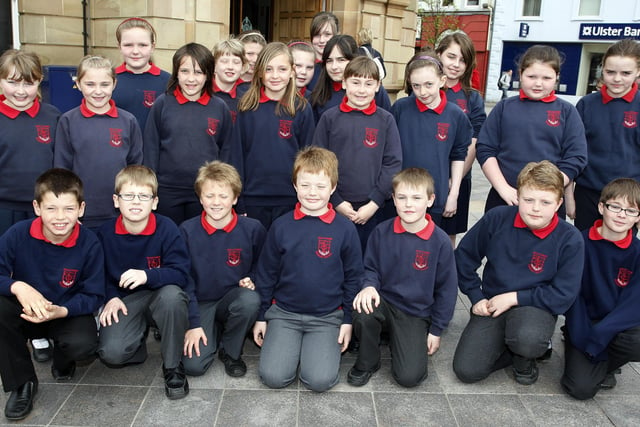 Ballytober Primary School choir pictured before performing at the Coleraine Music Festival in April 2010