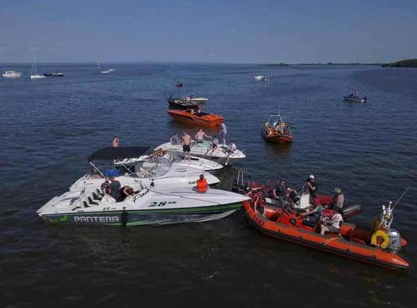Boat owners and fishermen from Counties Armagh, Tryone and Antrim were protesting on Sunday that the authorities had failed to dredge the Blackwater River as it enters Lough Neagh.