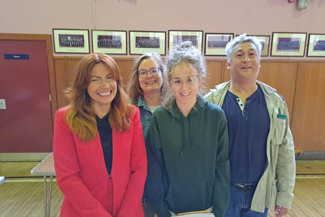 Judith Gregory with mum and dad Adrian and Ruth and Head of Year Mrs Beattie.