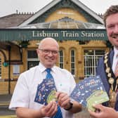 The Mayor of Lisburn and Castlereagh City Council, Councillor Scott Carson with Translink representative, Mark Glover at Lisburn Train Station