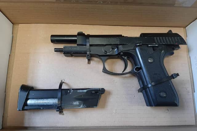 These are examples of weapons found recently by the PSNI in Lurgan when searching people on our streets.A PSNI spokesperson said: "Luckily the pistol turned out to be an air gun but this could still cause significant injury. If this was pointed towards you would you be able to tell it's an air gun? Two persons will now have to explain to a Judge why they were carrying these weapons in a public place."