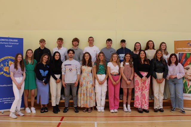 Some of the 26 Loreto College students who achieved three A grades or better at A Level