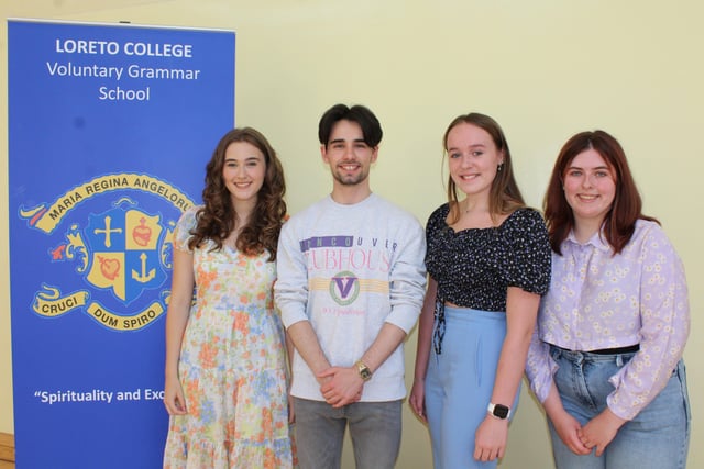 The four Loreto College students who achieved three A* grades or better at A level: Anna McGinley, David Farren, Orla Quinn and Tori Colson-Rice