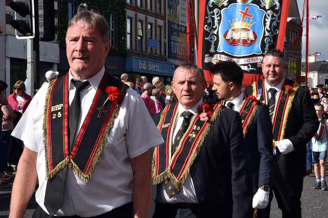 Members of the Royal Black Institution on parade in Portadown on July 13. PT29-217.
