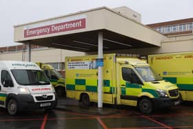 Ambulances outside the emergency department entrance of Craigavon Area Hospital. Deputy First Minister Michelle O'Neill has warned Northern Ireland is currently experiencing is pandemic worst case scenario.
