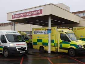 Ambulances outside the emergency department entrance of Craigavon Area Hospital. Deputy First Minister Michelle O'Neill has warned Northern Ireland is currently experiencing is pandemic worst case scenario.