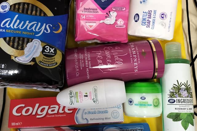 Some of the products available from the Hygiene Bank