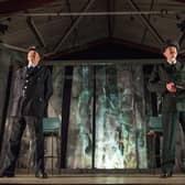 James Doran (left) as Garda officer Eddie O’Halloran and Vincent Higgins (right) as RUC officer David McCabe in Green and Blue presented by Kabosh. Photo Credit Neil Harrison