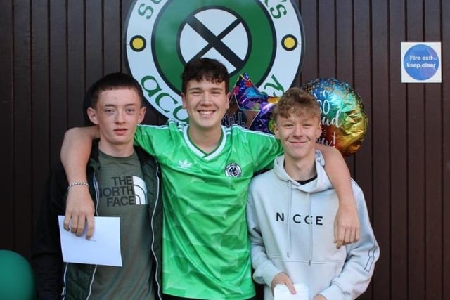 St Patrick's Academy students  Jude, Lewis and Jack receive their GCSE results