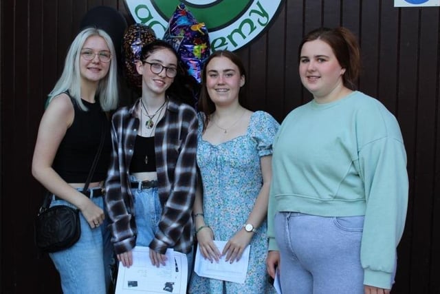 St Patrick's Academy students Katherine, Mia, Eireann and Alex receive their their GCSE results