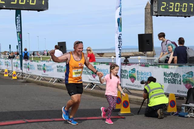 Barry and Isla at the Finish Line
