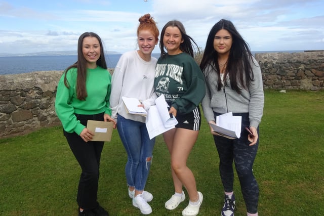 Emma, Anna, Maddie and Maria receiving their GCSE results
