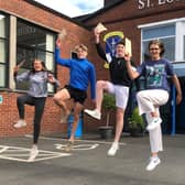 These pupils had reason to jump for joy at St Loui Grammar School on GCSE results day
