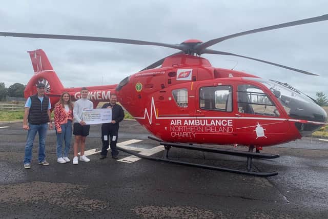 Joe wanted to give something back to the charity involved in the Helicopter Emergency Medical Service and has handed over £5,327.45 to the charity