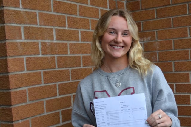 Laurelhill student Katie Cole Kennedy celebrates A Level results of a B, C and a Distinction