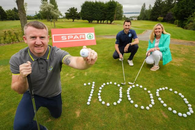 Boxer Paddy Barnes will tee off the 1000th round of golf in Wee Oscar Knox’s name at the 2022 Oscar Knox Cup, which takes place at Fortwilliam Golf Club on Friday, September 2. Paddy is pictured with Oscar’s dad, Stephen Knox who organises the day as part of the Oscar Knox Fund with wife, Leona, and Bronagh Luke from SPAR NI, sponsors of the annual event.