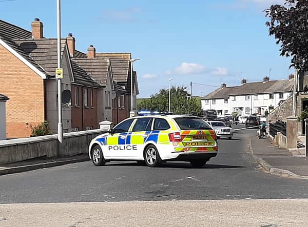 Police received a report of a road traffic collision between a vehicle and cyclist on the Derrylettiff Road, Portadown at 10.45am this morning, Wednesday August 31st. Photo by Tony Hendron.