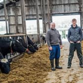 Some of the Drayne's Farm team. Pictured (left to right) is Chris Wright, Farm Manager, and Hugh Moore, a placement student from Queen's University, Belfast