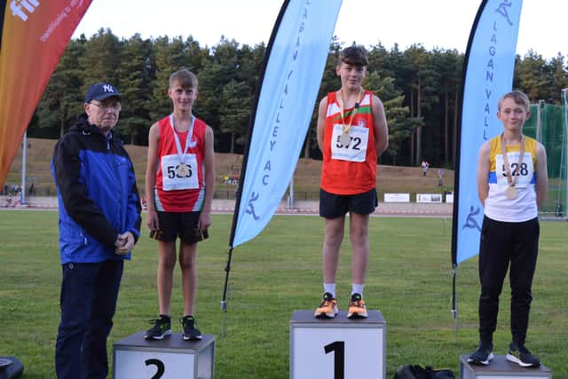 Lagan Valley Athletics Club President, John Glover, Rocco Steen, Freddie Wallace and Conor Geary