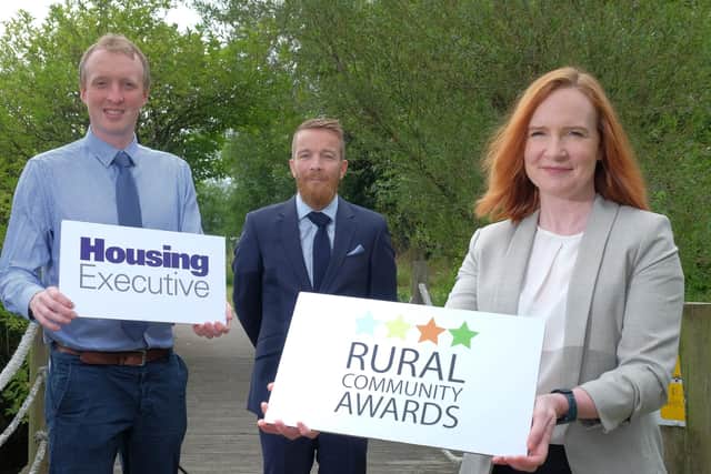 Searching for a hero - Tim Gilpin (left), Rural and Regeneration Manager, Housing Executive, launches the 2022 Rural Community Awards competition along with judges Mark Alexander,Housing Executive, and Orla McCann, Supporting Communities.
CREDIT: LiamMcArdle.com