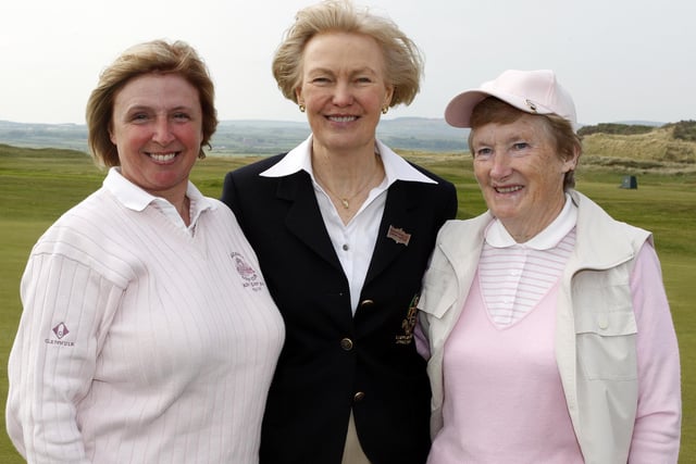 Jean Robinson (lady capatin) pictured with Diane McKay and Margaret Cunning during Lady Captain's Day at Portstewart Golf Club in May 2008