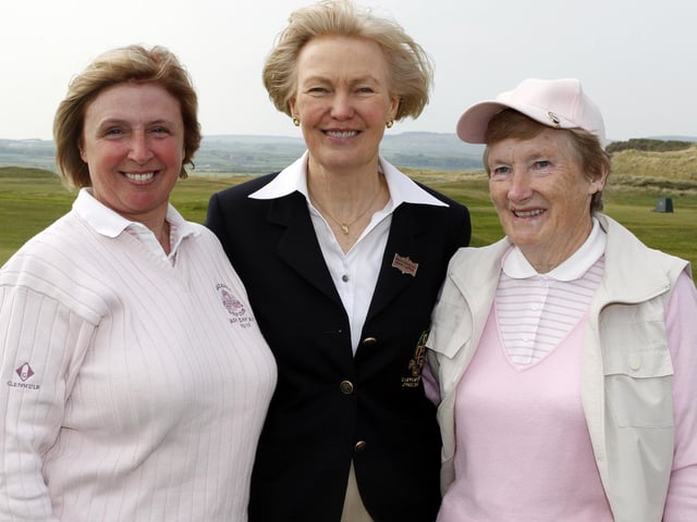 Jean Robinson (lady capatin) pictured with Diane McKay and Margaret Cunning during Lady Captain's Day at Portstewart Golf Club in May 2008
