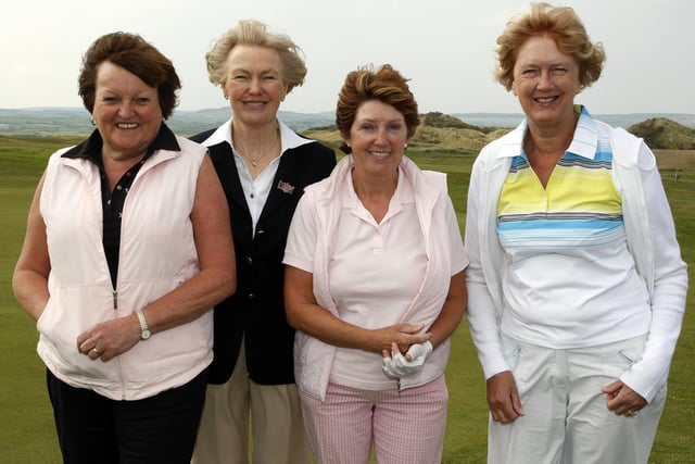 Jean Robinson (lady capatin) pictured with Pat McMinn, Marion Hamilton and Deirdre Stewart during Lady Captain's Day at Portstewart Golf Club in May 2008