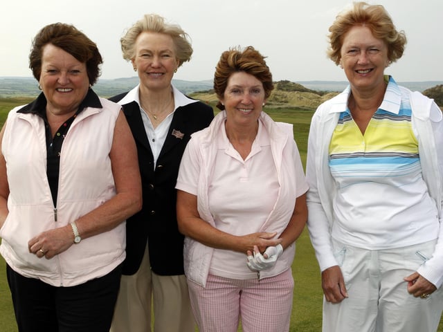 Jean Robinson (lady capatin) pictured with Pat McMinn, Marion Hamilton and Deirdre Stewart during Lady Captain's Day at Portstewart Golf Club in May 2008