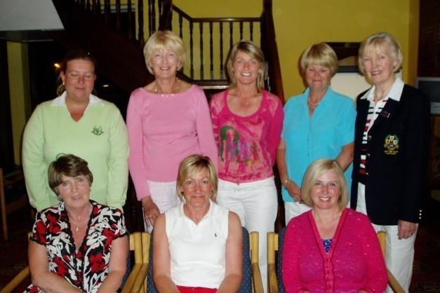 .Lady President Briege  McKenna, Grace McDowell (Organiser of the Charity Competition), Diane McKay.  Back Row (from Left) : Becky Lemon, Deirdre Stewart, Julie Corbett , Pauline Agnew, Jean Robinson (Lady Captain) pictured at the Ladies Open Day at Portstewart Golf Club in May 2008