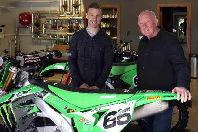 Six-time World Superbike champion, Jonathan Rea, left, from Larne with road racing photographer and journalist Stephen Davison