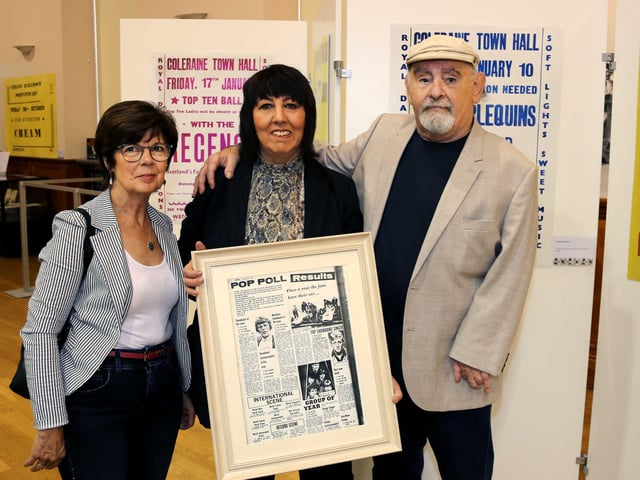 Fran McCloskey with Paul and Rose DiVito at the opening of the new exhibition in Coleraine Town Hall, ‘Let Me Introduce You: A History of Dance Halls in the Causeway Area’