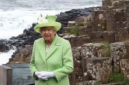 Queen Elizabeth II pictured during a visit  to the Giant's Causeway