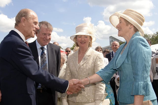 Prince Phillip  pictured chatting with guests during the garden party at Coleraine University back in 2007.  Photo by Simon Graham/Harrison Photography