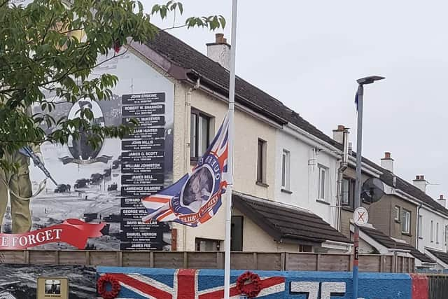 The Unioin flag is at half mast in the Erskine Park area of Ballyclare.