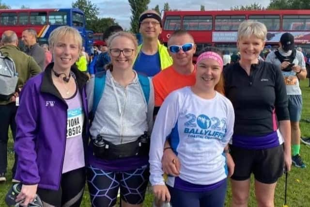 Fiona Miller, Emer Thompson, Mervyn Thompson, Rodney McPhee, Deborah McPhee and Lorraine Abernethy at the Great North Run