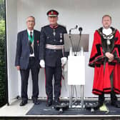 Mayor of Antrim and Newtownabbey, Alderman Stephen Ross, His Majesty’s Lord-Lieutenant of County Antrim Mr David McCorkell KStJ, High Sheriff of County Antrim Mr John Lockett OBE and Reverend Robert Ginn.