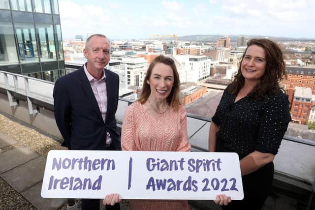 Tourism NI has announced the shortlist for its newly launched annual awards programme aimed at showcasing and rewarding best in class in the tourism and hospitality industry.  Pictured (l-r) are Mark Mulholland, Diageo, Eimear Callaghan, Tourism NI and Helen McGorman, Tourism Ireland.
 Photo by Matt Mackey / Presseye