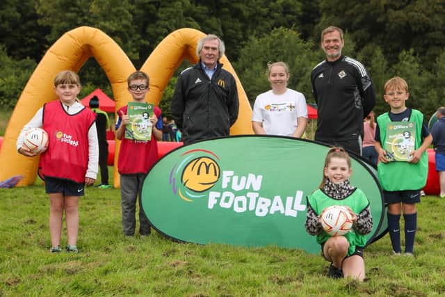 Pat Jennings and Roy Carroll pictured recently at the McDonald’s Fun Football Festival