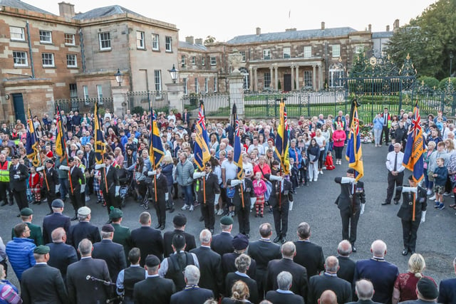 The Royal British Legion Royal Hillsborough Branch paid tribute to the Queen outside Hillsborough Castle. Pic by Norman Briggs, rnbphotographyni