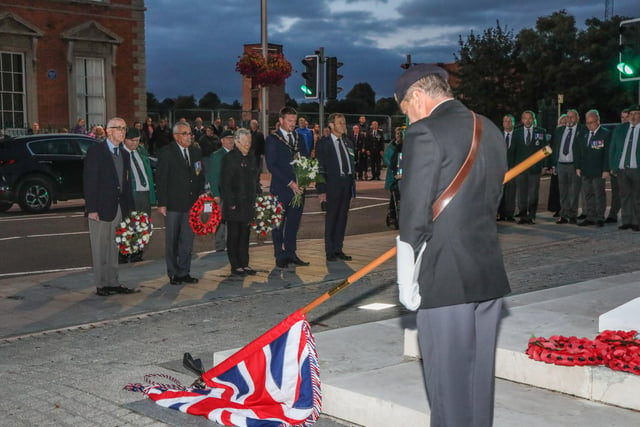 The Act of Remembrance at Lisburn War Memorial in memory of Queen Elizabeth II. Pic by Norman Briggs, rnbphotographyni
