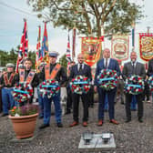 Wreaths were Laid on Behalf of Ballymacash Sons Of William JLOL 21, Pride of Ballymacash Flute Band, Ballymacash UPRG, Ballymacash Cultural Awareness Program, Ballymacash Sports Academy, Ballymacash Rangers FC, Ballymacash camps Club ABOD & Ballymacash LOL 317.  Pic by Norman Briggs, rnbphotographyni