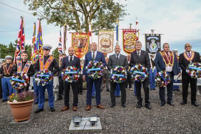 Wreaths were Laid on Behalf of Ballymacash Sons Of William JLOL 21, Pride of Ballymacash Flute Band, Ballymacash UPRG, Ballymacash Cultural Awareness Program, Ballymacash Sports Academy, Ballymacash Rangers FC, Ballymacash camps Club ABOD & Ballymacash LOL 317. Pic by Norman Briggs, rnbphotographyni