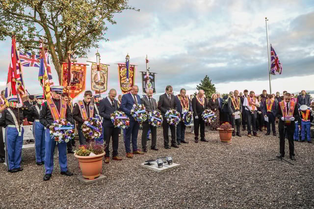 Prayers were led by Stuart Patterson Chaplain Ballymacash LOL 317. Pic by Norman Briggs, rnbphotographyni