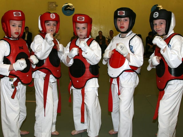 Neill Dempster, Jack Hall, Michael Weir, Geoff Purdy and Lee Dempster who took part in the Chujo Karate Association Championships at the Seven Towers Leisure Centre on Saturday. BT17-184CS
