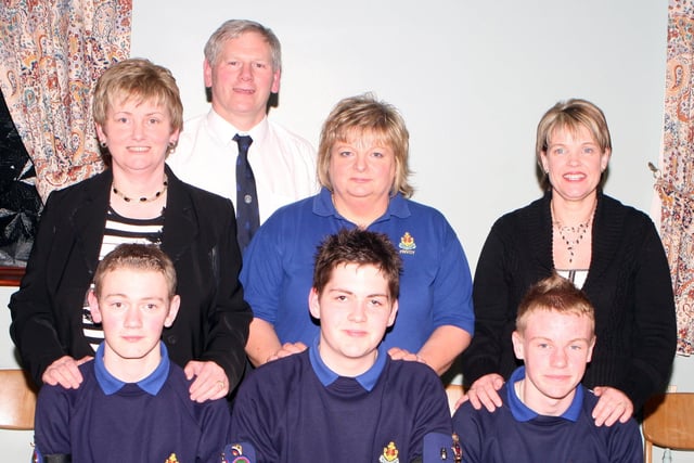 Pictured receiving their Queens Badges at Finvoy BB Display in March 2007. Included in the picture are Johnathon and Lorraine Graham, Gavin and Laura Bellingham and Steven Bolton with Mum Anne and Dad Ian Bolton, Captain of Finvoy