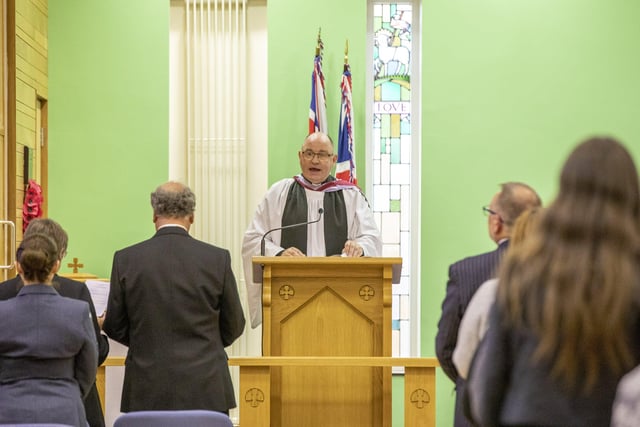 Rev Dr Alan McCann addressing the congregation at Holy Trinity Church, Carrickfergus.