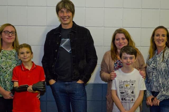 Pictured meeting Brian Cox CBE is Ryan Conway and Noah Steele with their mums at the SSE Arena Event in Belfast