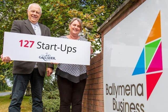 Roy Douglas, a member of The Gallaher Trust’s Board of Trustees and Melanie Christie Boyle MBE, Chief Executive of Ballymena Business Centre.