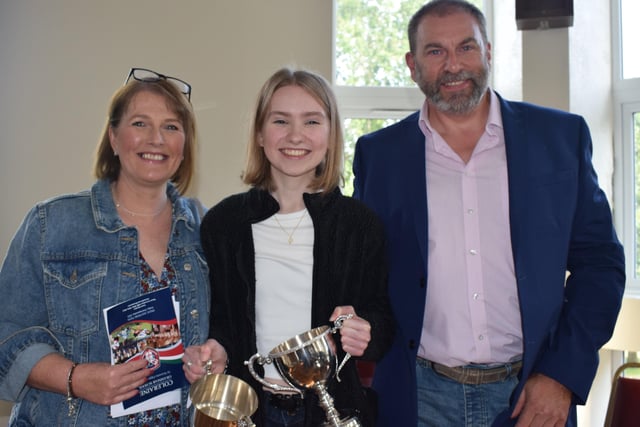 Sophie Galbraith, top A level performance of four A*, with her parents