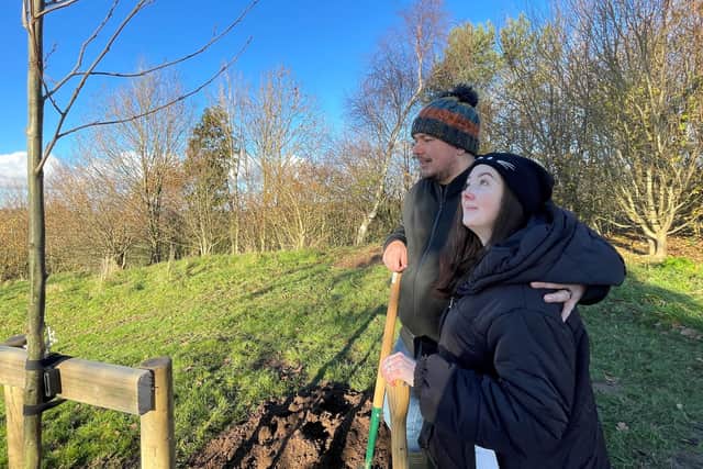 Jamie and Jessica Clarke at the tree planting. Pic credit: SEHSCT